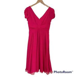 Suzy Chin Silk Double V Neck Midi Dress size 4